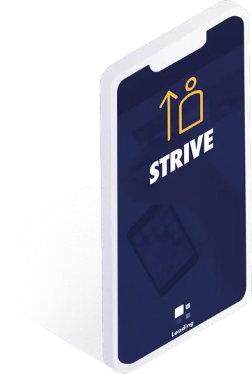 STRIVE app splash screen on a phone